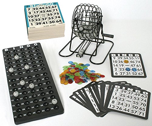 KSS Großes Bingo Spiel + 500 Bingokarten Bingo Spiel Set Metall Bingotrommel Bingo-Mühle Lotto-Trommel Tombola Auslosung von KSS