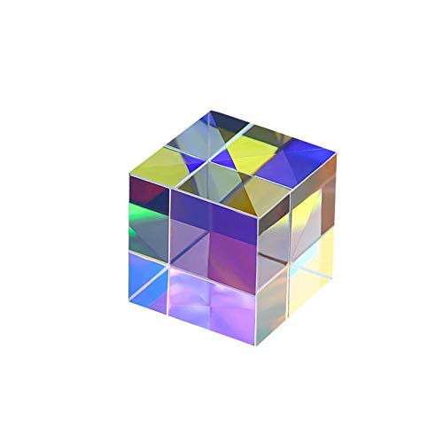 KSUDE Farbprisma, quadratisches Würfelprisma, mehrfarbiges optisches Glasprisma, RGB-Dispersionsprisma für Physik und Dekoration (25 mm) von KSUDE