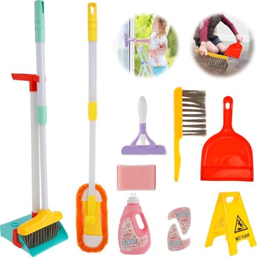 13 Pcs Kinder Putzset Einstellbar Kinderbesen Set ABS Reinigung Set Kinder Rollenspiel Reinigungsset Haushalt Spielzeug Geschenke für Kinder inkl Besen Kehrschaufel Mop Bürsten Lappen schaber asw. 13 Pcs Kinder Putzset Einstellbar Kinderbesen Set ABS Reinigung Set Kinder Rollenspiel Reinigungsset Haushalt Spielzeug Geschenke für Kinder inkl Besen Kehrschaufel Mop Bürsten Lappen schaber asw. von KTCINA