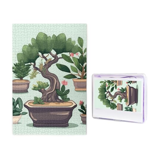 1000-teiliges Puzzle für Erwachsene, herausforderndes Puzzle für Spieleabende, Holzpuzzle, personalisierbar, benutzerdefinierte Holz-Puzzles für Familie, Bonsai-Pflanzenbild, Puzzles, fertige Größe von KTHSNSKL