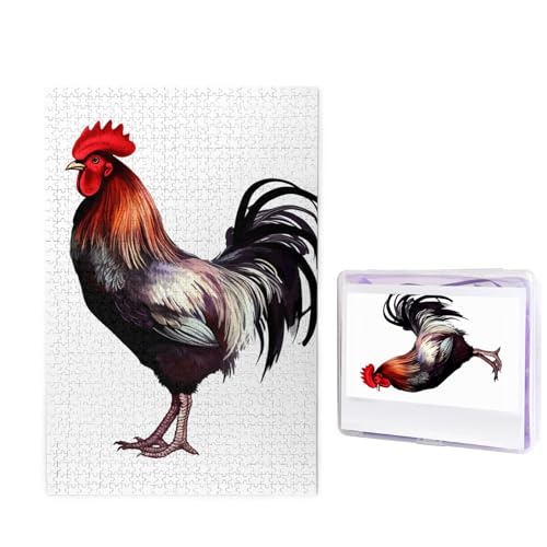 1000-teiliges Puzzle für Erwachsene, herausforderndes Puzzle für Spieleabende, Holzpuzzle, personalisierbar, benutzerdefinierte Holz-Puzzles für Familie, Hahn-Bilderpuzzles, fertige Größe 74,9 x 50 cm von KTHSNSKL