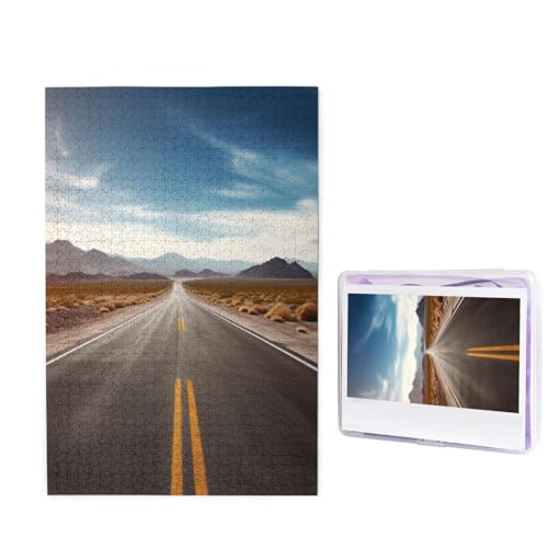 1000-teiliges Puzzle für Erwachsene, herausforderndes Puzzle für Spieleabende, Holzpuzzle, personalisierbar, benutzerdefinierte Holz-Puzzles für Familie, Wüstenlandschaft, Autobahn, Bildpuzzles von KTHSNSKL