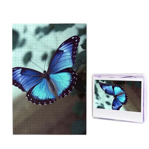 1000-teiliges Puzzle für Erwachsene, herausforderndes Puzzle für Spieleabende, Holzpuzzle, personalisierbar, benutzerdefinierte Holz-Puzzles für Familie, blauer Schmetterling, Bildpuzzles, fertige von KTHSNSKL