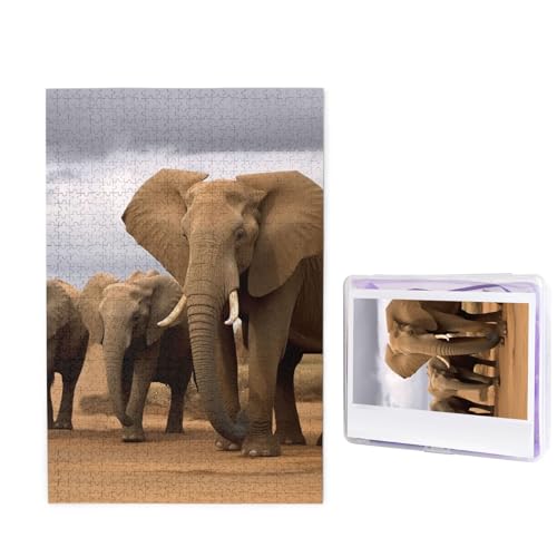 1000-teiliges Puzzle für Erwachsene, herausforderndes Puzzle für Spieleabende, Holzpuzzle, personalisierbar, individuelle Holz-Puzzles für Familie, Elefanten-Familie, Bildrätsel, fertige Größe 74,9 x von KTHSNSKL