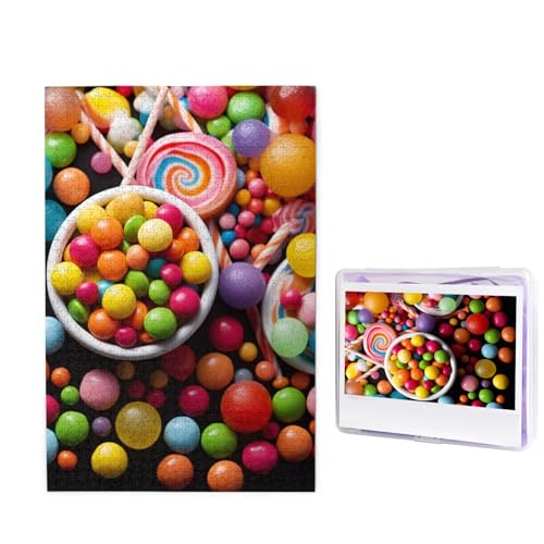 1000-teiliges Puzzle für Erwachsene, herausforderndes Puzzle für Spieleabende, Holzpuzzle, personalisierbar, individuelle Holz-Puzzles für Familie, Farbbonbons, Bilderpuzzles, fertige Größe 74,9 x 50 von KTHSNSKL