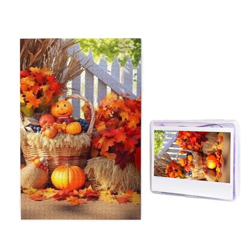 1000-teiliges Puzzle für Erwachsene, herausforderndes Puzzle für Spieleabende, Holzpuzzle, personalisierbar, individuelle Holz-Puzzles für Familie, Herbst, Erntedankfest, Bildpuzzles, fertige Größe von KTHSNSKL