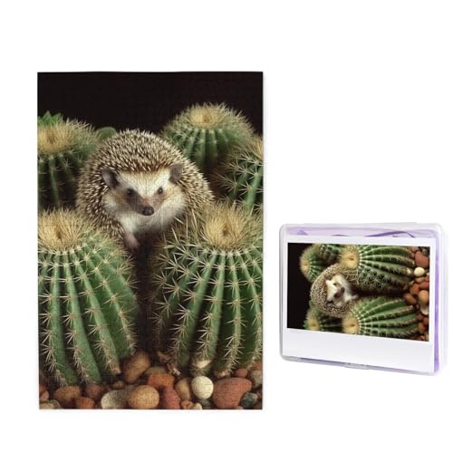1000-teiliges Puzzle für Erwachsene, herausforderndes Puzzle für Spieleabende, Holzpuzzle, personalisierbar, individuelle Holz-Puzzles für Familie, Igel, Kaktus, Bilderpuzzles, fertige Größe 74,9 x 50 von KTHSNSKL