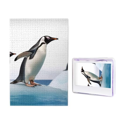 1000-teiliges Puzzle für Erwachsene, herausforderndes Puzzle für Spieleabende, Holzpuzzle, personalisierbar, individuelle Holz-Puzzles für Familie, Pinguin, Bildpuzzles, fertige Größe 74,9 x 50 cm von KTHSNSKL