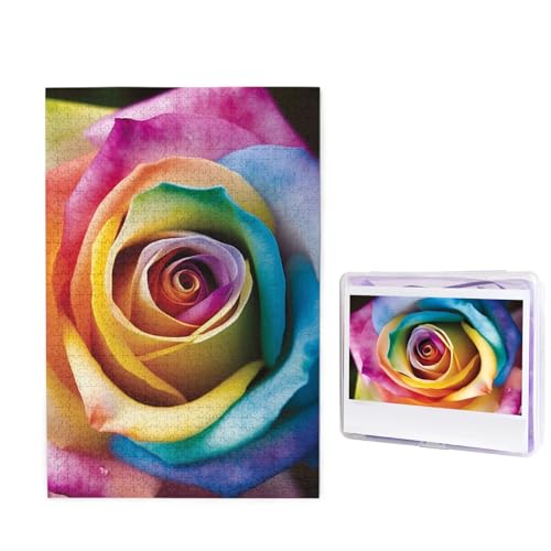 1000-teiliges Puzzle für Erwachsene, herausforderndes Puzzle für Spieleabende, Holzpuzzle, personalisierbar, individuelle Holz-Puzzles für Familie, Regenbogen-Rose, Blumen-Bilder-Puzzles, fertige 1000-teiliges Puzzle für Erwachsene, herausforderndes Puzzle für Spieleabende, Holzpuzzle, personalisierbar, individuelle Holz-Puzzles für Familie, Regenbogen-Rose, Blumen-Bilder-Puzzles, fertige von KTHSNSKL