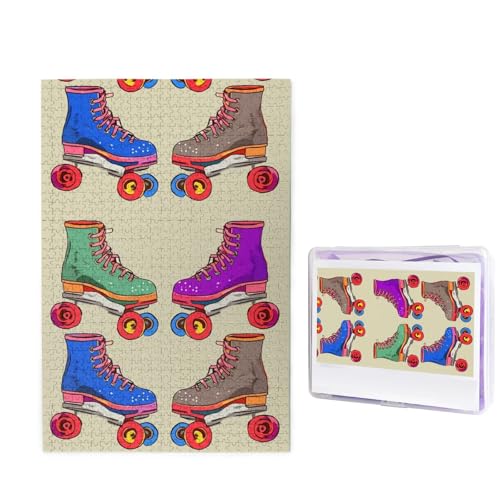 1000-teiliges Puzzle für Erwachsene, herausforderndes Puzzle für Spieleabende, Holzpuzzle, personalisierbar, individuelle Holz-Puzzles für Familie, Retro, bunte Rollschuhe, Bildpuzzles, fertige Größe 1000-teiliges Puzzle für Erwachsene, herausforderndes Puzzle für Spieleabende, Holzpuzzle, personalisierbar, individuelle Holz-Puzzles für Familie, Retro, bunte Rollschuhe, Bildpuzzles, fertige Größe von KTHSNSKL