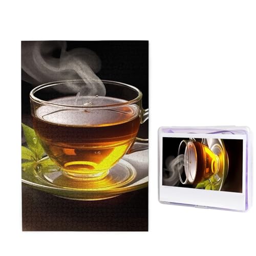 1000-teiliges Puzzle für Erwachsene, herausforderndes Puzzle für Spieleabende, Holzpuzzle, personalisierbar, individuelle Holz-Puzzles für Familie, Tasse Tee, Bildpuzzles, fertige Größe 74,9 x 50 cm von KTHSNSKL