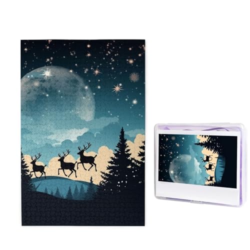 1000-teiliges Puzzle für Erwachsene, herausforderndes Puzzle für Spieleabende, Holzpuzzle, personalisierbar, individuelle Holz-Puzzles für Familie, Weihnachten, Winter, Bildpuzzles Fertige Größe 74,9 von KTHSNSKL