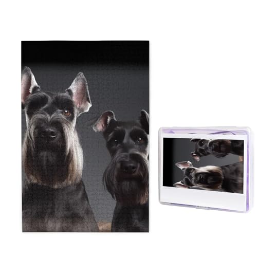 1000-teiliges Puzzle für Erwachsene, herausforderndes Puzzle für Spieleabende, Holzpuzzle, personalisierbar, individuelle Holz-Puzzles für Familie, niedlicher Schnauzer-Hund, Bildpuzzles, fertige von KTHSNSKL