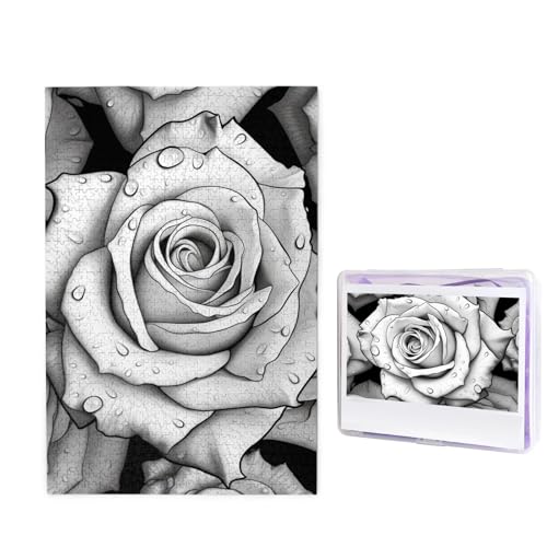 1000-teiliges Puzzle für Erwachsene, herausforderndes Puzzle für Spieleabende, Holzpuzzle, personalisierbar, individuelle Holz-Puzzles für Familie, schwarz-weiße Rose, Bildpuzzles, fertige Größe 74,9 1000-teiliges Puzzle für Erwachsene, herausforderndes Puzzle für Spieleabende, Holzpuzzle, personalisierbar, individuelle Holz-Puzzles für Familie, schwarz-weiße Rose, Bildpuzzles, fertige Größe 74,9 von KTHSNSKL