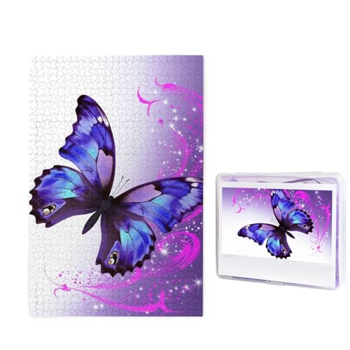 1000-teiliges Puzzle für Erwachsene, herausforderndes Puzzle für Spieleabende, Holzpuzzle, personalisierbar, individuelle Holz-Puzzles für Familie, violetter Schmetterling, Bildpuzzles, fertige Größe von KTHSNSKL
