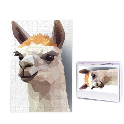1000-teiliges Puzzle für Erwachsene, herausforderndes Puzzle für Spieleabende, Holzpuzzle, personalisierte Holz-Puzzles für Familie, Alpaka-Avatar-Bilderpuzzles, fertige Größe 74,9 x 50 cm von KTHSNSKL