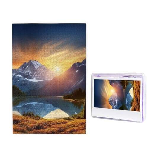 1000-teiliges Puzzle für Erwachsene, herausforderndes Puzzle für Spieleabende, Holzpuzzle, personalisierte Holz-Puzzles für Familie, Berg, Sonnenaufgang, Bildpuzzles, fertige Größe 74,9 x 50 cm von KTHSNSKL