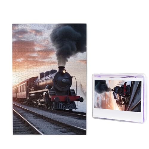 1000-teiliges Puzzle für Erwachsene, herausforderndes Puzzle für Spieleabende, Holzpuzzle, personalisierte Holz-Puzzles für Familie, Dampfzug, Abfahrt, Sonnenuntergang, Bildpuzzles, fertige Größe 74,9 1000-teiliges Puzzle für Erwachsene, herausforderndes Puzzle für Spieleabende, Holzpuzzle, personalisierte Holz-Puzzles für Familie, Dampfzug, Abfahrt, Sonnenuntergang, Bildpuzzles, fertige Größe 74,9 von KTHSNSKL