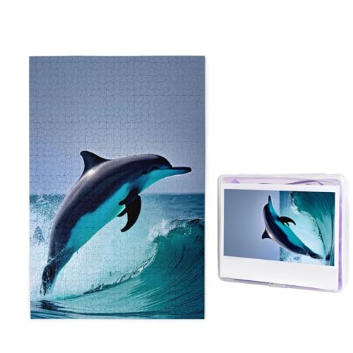 1000-teiliges Puzzle für Erwachsene, herausforderndes Puzzle für Spieleabende, Holzpuzzle, personalisierte Holz-Puzzles für Familie, Delfin-Bilderpuzzles, fertige Größe 74,9 x 50 cm von KTHSNSKL