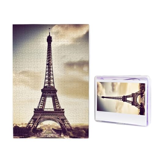 1000-teiliges Puzzle für Erwachsene, herausforderndes Puzzle für Spieleabende, Holzpuzzle, personalisierte Holz-Puzzles für Familie, Eiffelturm, Liebe, Paris, Bildpuzzles, fertige Größe 74,9 x 50 cm von KTHSNSKL