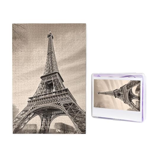 1000-teiliges Puzzle für Erwachsene, herausforderndes Puzzle für Spieleabende, Holzpuzzle, personalisierte Holz-Puzzles für Familie, Eiffelturm-Muster, Bildpuzzles, fertige Größe 74,9 x 50 cm von KTHSNSKL