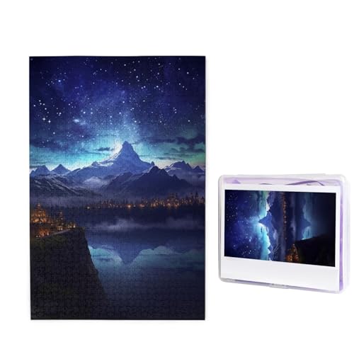 1000-teiliges Puzzle für Erwachsene, herausforderndes Puzzle für Spieleabende, Holzpuzzle, personalisierte Holz-Puzzles für Familie, Fantasy-Nachtszene, Bilderpuzzles, fertige Größe 74,9 x 50 cm von KTHSNSKL