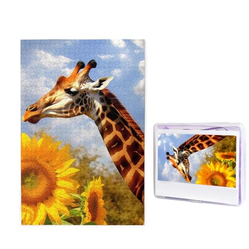 1000-teiliges Puzzle für Erwachsene, herausforderndes Puzzle für Spieleabende, Holzpuzzle, personalisierte Holz-Puzzles für Familie, Giraffen-Bilderpuzzles, fertige Größe 74,9 x 50 cm von KTHSNSKL