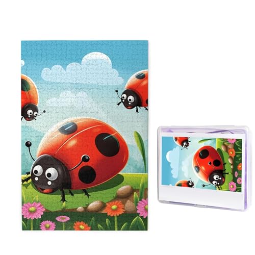 1000-teiliges Puzzle für Erwachsene, herausforderndes Puzzle für Spieleabende, Holzpuzzle, personalisierte Holz-Puzzles für Familie, Marienkäfer, Landschaft, Bildpuzzles, fertige Größe 74,9 x 50 cm von KTHSNSKL