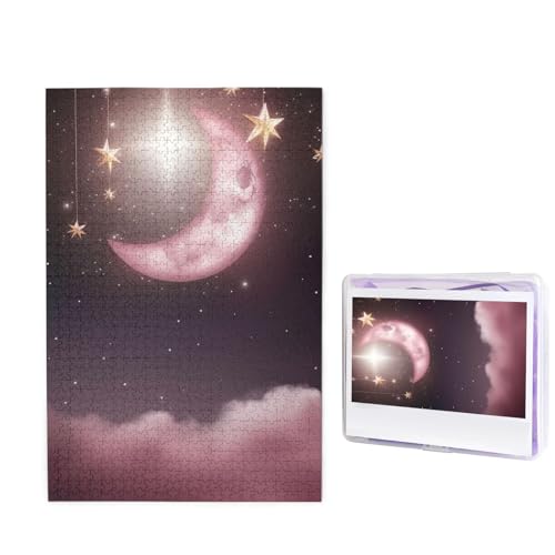 1000-teiliges Puzzle für Erwachsene, herausforderndes Puzzle für Spieleabende, Holzpuzzle, personalisierte Holz-Puzzles für Familie, Mond-Puzzles mit rosa Sternen, fertige Größe 74,9 x 50 cm 1000-teiliges Puzzle für Erwachsene, herausforderndes Puzzle für Spieleabende, Holzpuzzle, personalisierte Holz-Puzzles für Familie, Mond-Puzzles mit rosa Sternen, fertige Größe 74,9 x 50 cm von KTHSNSKL