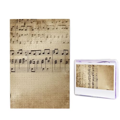 1000-teiliges Puzzle für Erwachsene, herausforderndes Puzzle für Spieleabende, Holzpuzzle, personalisierte Holz-Puzzles für Familie, Musiknoten auf altem Papier, Bildpuzzles, fertige Größe 74,9 x 50 von KTHSNSKL