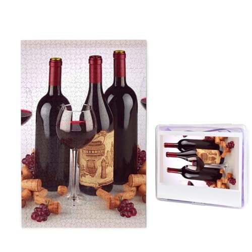 1000-teiliges Puzzle für Erwachsene, herausforderndes Puzzle für Spieleabende, Holzpuzzle, personalisierte Holz-Puzzles für Familie, Rotwein-Bilderpuzzles, fertige Größe 74,9 x 50 cm von KTHSNSKL