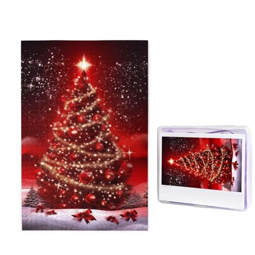 1000-teiliges Puzzle für Erwachsene, herausforderndes Puzzle für Spieleabende, Holzpuzzle, personalisierte Holz-Puzzles für Familie, Weihnachtsbaum, rotes Bild, Puzzle, fertige Größe 74,9 x 50 cm von KTHSNSKL