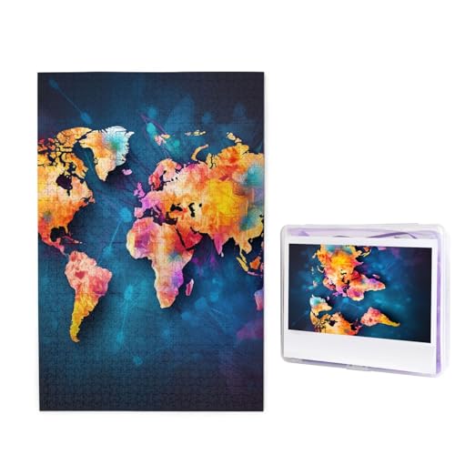 1000-teiliges Puzzle für Erwachsene, herausforderndes Puzzle für Spieleabende, Holzpuzzle, personalisierte Holz-Puzzles für Familie, abstrakte Weltkarte, Bildrätsel, fertige Größe 74,9 x 50 cm 1000-teiliges Puzzle für Erwachsene, herausforderndes Puzzle für Spieleabende, Holzpuzzle, personalisierte Holz-Puzzles für Familie, abstrakte Weltkarte, Bildrätsel, fertige Größe 74,9 x 50 cm von KTHSNSKL