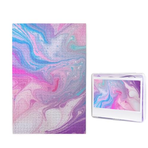 1000-teiliges Puzzle für Erwachsene, herausforderndes Puzzle für Spieleabende, Holzpuzzle, personalisierte Holz-Puzzles für Familie, buntes Marmorbild, Puzzle, fertige Größe 74,9 x 50 cm von KTHSNSKL
