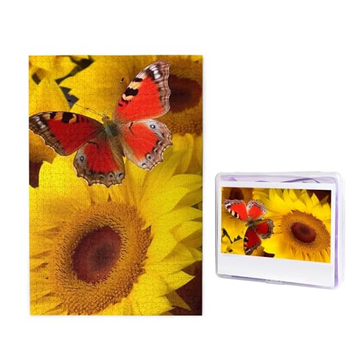 1000-teiliges Puzzle für Erwachsene, herausforderndes Puzzle für Spieleabende, Holzpuzzle, personalisierte Holz-Puzzles für Familie, gelbe Sonnenblumen, Bilderpuzzles, fertige Größe 74,9 x 50 cm von KTHSNSKL