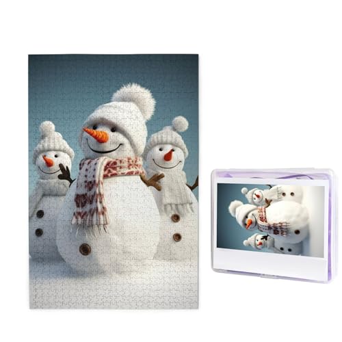 1000-teiliges Puzzle für Erwachsene, herausforderndes Puzzle für Spieleabende, Holzpuzzle, personalisierte Holz-Puzzles für Familie, glücklicher Schneemann, Bildpuzzles, fertige Größe 74,9 x 50 cm von KTHSNSKL