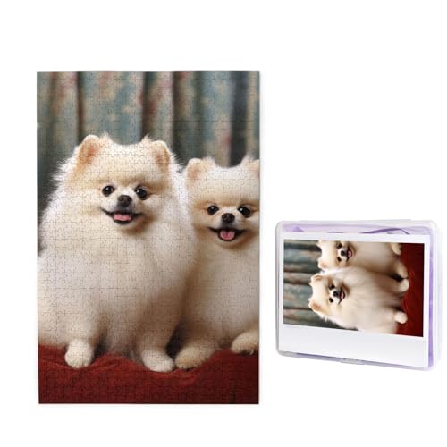 1000-teiliges Puzzle für Erwachsene, herausforderndes Puzzle für Spieleabende, Holzpuzzle, personalisierte Holz-Puzzles für Familie, kurzhaariger Zwergspitzhund, Bildpuzzles, fertige Größe 74,9 x 50 von KTHSNSKL