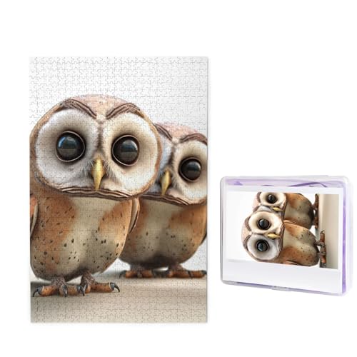 1000-teiliges Puzzle für Erwachsene, herausforderndes Puzzle für Spieleabende, Holzpuzzle, personalisierte Holz-Puzzles für Familie, lustige Eule, Bildrätsel, fertige Größe 74,9 x 50 cm von KTHSNSKL
