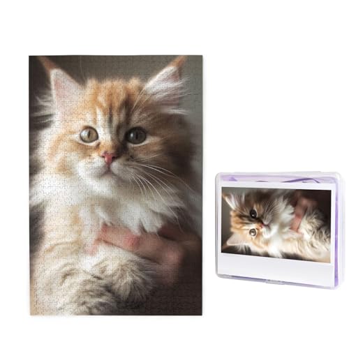 1000-teiliges Puzzle für Erwachsene, herausforderndes Puzzle für Spieleabende, Holzpuzzle, personalisierte Holz-Puzzles für Familie, niedliche Kätzchen-Bilderpuzzles, fertige Größe 74,9 x 50 cm von KTHSNSKL