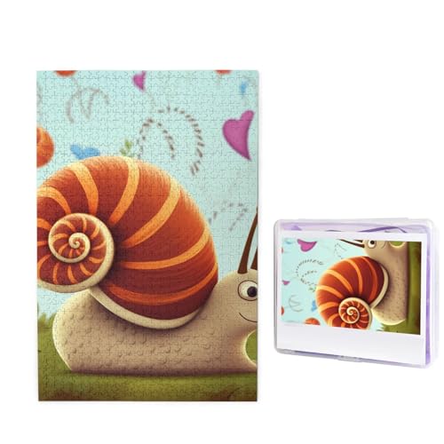 1000-teiliges Puzzle für Erwachsene, herausforderndes Puzzle für Spieleabende, Holzpuzzle, personalisierte Holz-Puzzles für Familie, niedliche Schnecken-Bilderpuzzles, fertige Größe 74,9 x 50 cm von KTHSNSKL
