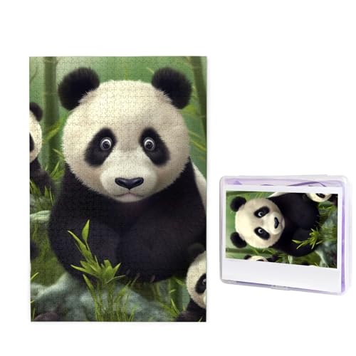 1000-teiliges Puzzle für Erwachsene, herausforderndes Puzzle für Spieleabende, Holzpuzzle, personalisierte Holz-Puzzles für Familie, niedliches Panda-Bilderpuzzle, fertige Größe 74,9 x 50 cm von KTHSNSKL