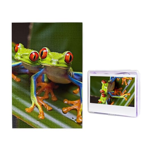 1000-teiliges Puzzle für Erwachsene, herausforderndes Puzzle für Spieleabende, Holzpuzzle, personalisierte Holz-Puzzles für Familie, rotäugiger Baumfrosch, Bildpuzzles, fertige Größe 74,9 x 50 cm von KTHSNSKL