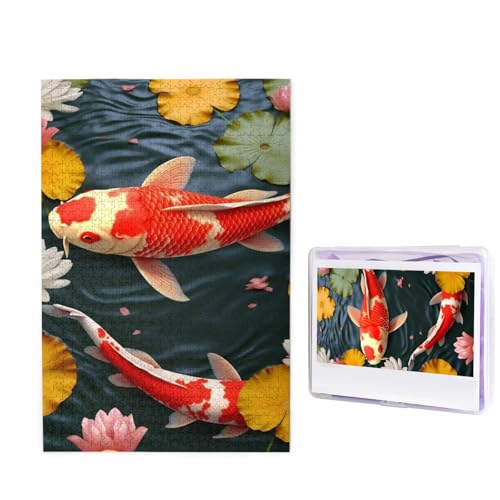 1000-teiliges Puzzle für Erwachsene, herausforderndes Puzzle für Spieleabende, Holzpuzzle, personalisierte Holz-Puzzles für Familie, rote Karpfen, Fische und Lotus-Bilderpuzzles, fertige Größe 74,9 x 1000-teiliges Puzzle für Erwachsene, herausforderndes Puzzle für Spieleabende, Holzpuzzle, personalisierte Holz-Puzzles für Familie, rote Karpfen, Fische und Lotus-Bilderpuzzles, fertige Größe 74,9 x von KTHSNSKL