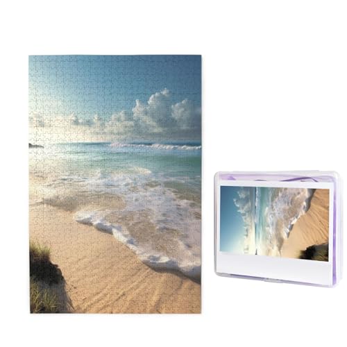 1000-teiliges Puzzle für Erwachsene, herausforderndes Puzzle für Spieleabende, Holzpuzzle, personalisierte Holz-Puzzles für Familie, ruhige Küsten-Bilderpuzzles, fertige Größe 74,9 x 50 cm von KTHSNSKL