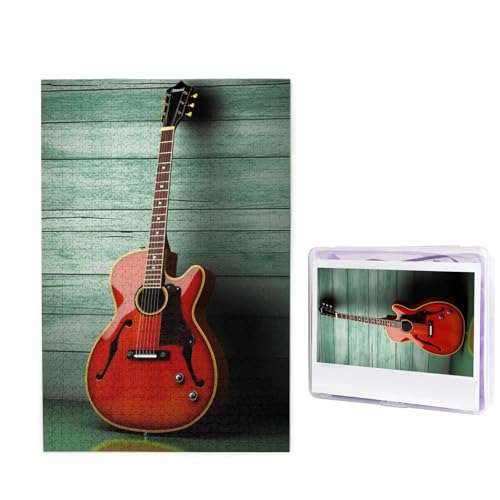 1000-teiliges Puzzle für Erwachsene, herausforderndes Puzzle für Spieleabende, Holzpuzzle, personalisierte Holz-Puzzles für Familie, schöne Gitarre, Bilderpuzzles, fertige Größe 74,9 x 50 cm von KTHSNSKL