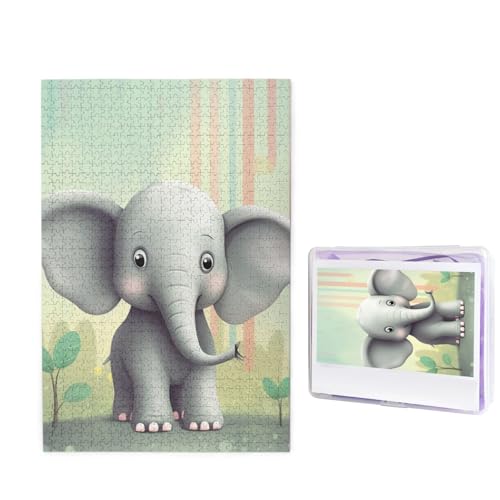 1000-teiliges Puzzle für Erwachsene, herausforderndes Puzzle für Spieleabende, Holzpuzzle, personalisierte Holz-Puzzles für Familie, schönes Elefanten-Bilderpuzzle, fertige Größe 74,9 x 50 cm von KTHSNSKL