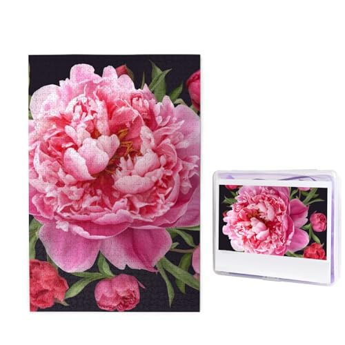 1000-teiliges Puzzle für Erwachsene, herausforderndes Puzzle für Spieleabende, Holzpuzzle, personalisierte Holz-Puzzles für Familiengarten, Pfingstrose, Bildpuzzles, fertige Größe 74,9 x 50 cm von KTHSNSKL