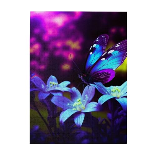 500-teiliges Puzzle für Erwachsene, herausfordernde Puzzles für Spieleabende, Holzpuzzle, personalisierbar, benutzerdefinierte Holzpuzzles für Familie, Blau, Lila, Blume, Schmetterling, Bildrätsel 500-teiliges Puzzle für Erwachsene, herausfordernde Puzzles für Spieleabende, Holzpuzzle, personalisierbar, benutzerdefinierte Holzpuzzles für Familie, Blau, Lila, Blume, Schmetterling, Bildrätsel von KTHSNSKL
