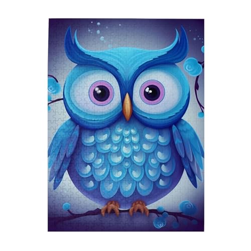 500-teiliges Puzzle für Erwachsene, herausfordernde Puzzles für Spieleabende, Holzpuzzle, personalisierbar, benutzerdefinierte Holzpuzzles für Familie, blaue Eule, Bildpuzzles, fertige Größe 51,8 x 500-teiliges Puzzle für Erwachsene, herausfordernde Puzzles für Spieleabende, Holzpuzzle, personalisierbar, benutzerdefinierte Holzpuzzles für Familie, blaue Eule, Bildpuzzles, fertige Größe 51,8 x von KTHSNSKL