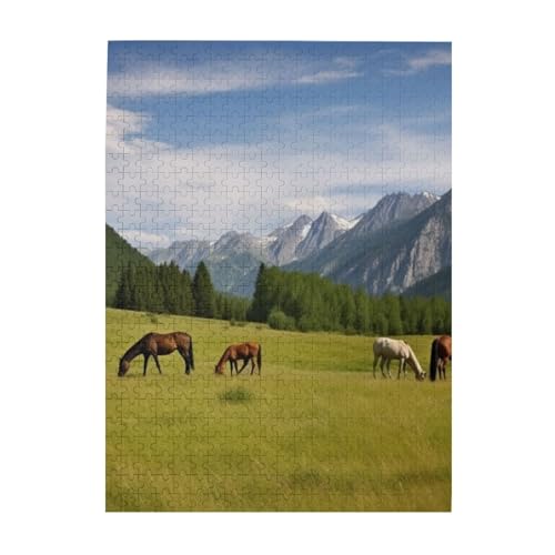 500-teiliges Puzzle für Erwachsene, herausfordernde Puzzles für Spieleabende, Holzpuzzle, personalisierbar, individuelle Holzpuzzles für Familie, Bergweide, Weide, Pferde, Bildpuzzles, fertige Größe 500-teiliges Puzzle für Erwachsene, herausfordernde Puzzles für Spieleabende, Holzpuzzle, personalisierbar, individuelle Holzpuzzles für Familie, Bergweide, Weide, Pferde, Bildpuzzles, fertige Größe von KTHSNSKL